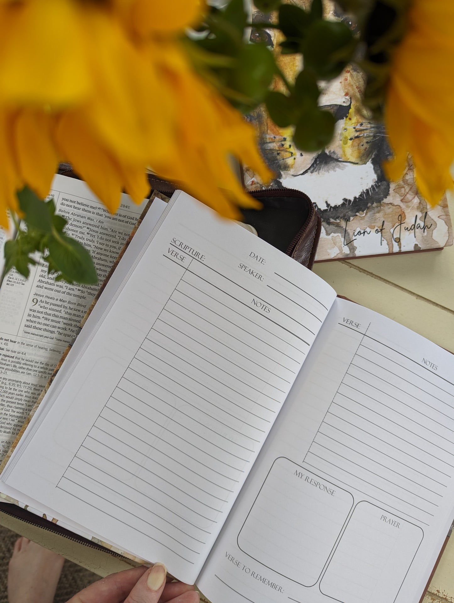 Sermon and Bible Study note-taking journal book with art by Laura Heisler Studios.