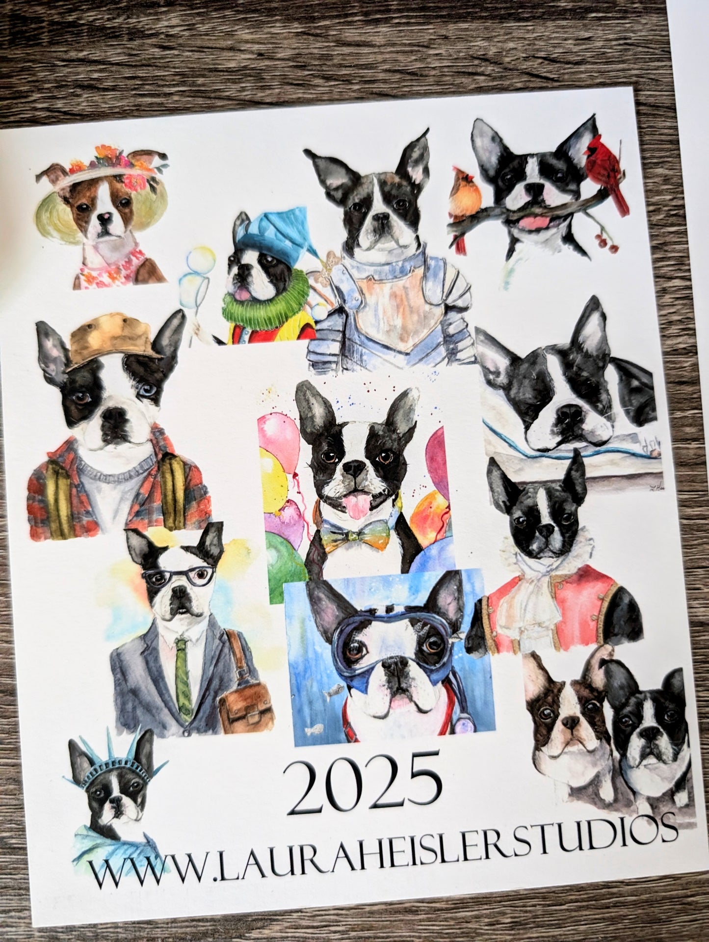 2025 Boston Terrier Desk Calendar