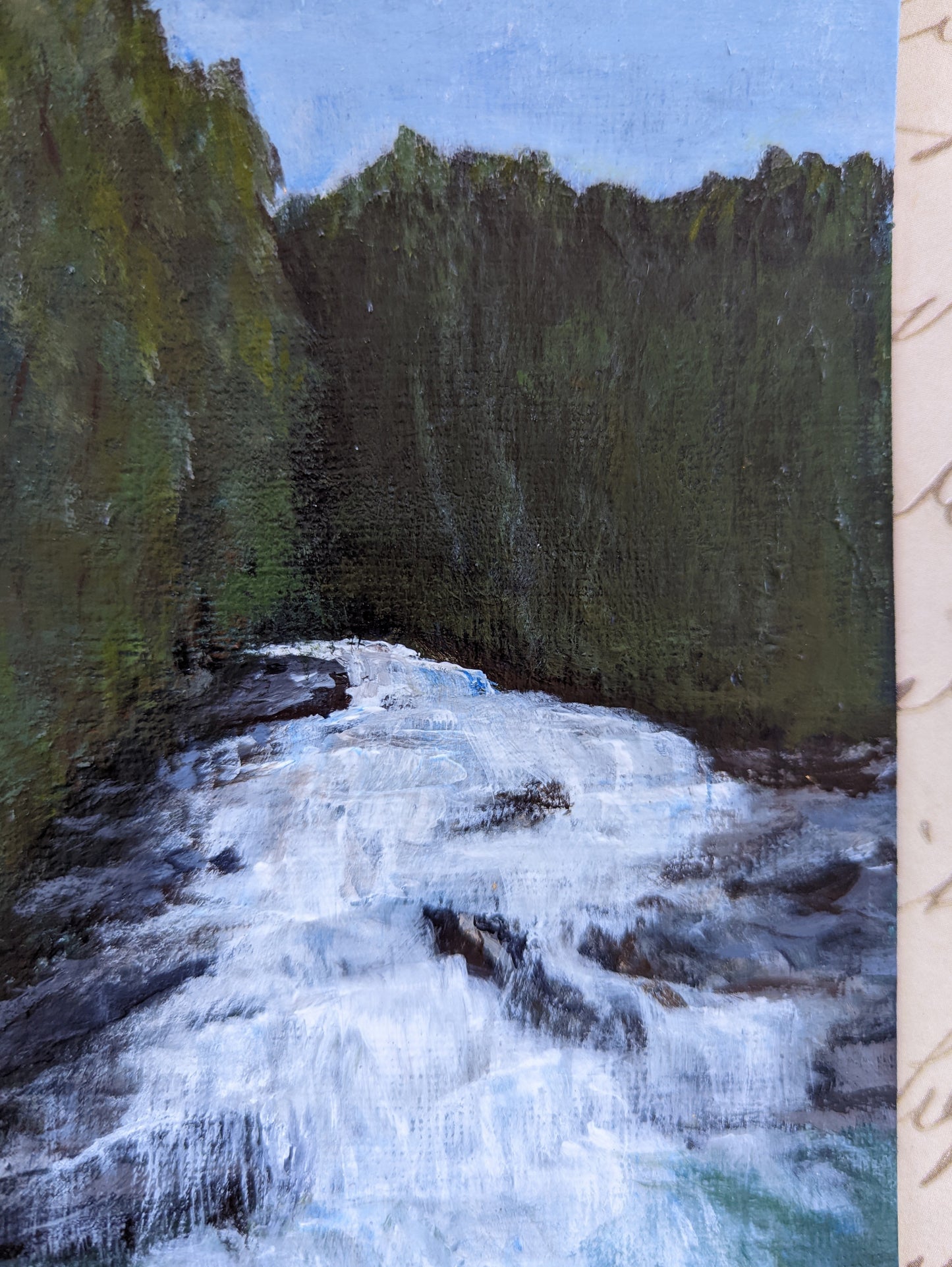 acrylic painting of bald creek falls tennessee laura heisler studios