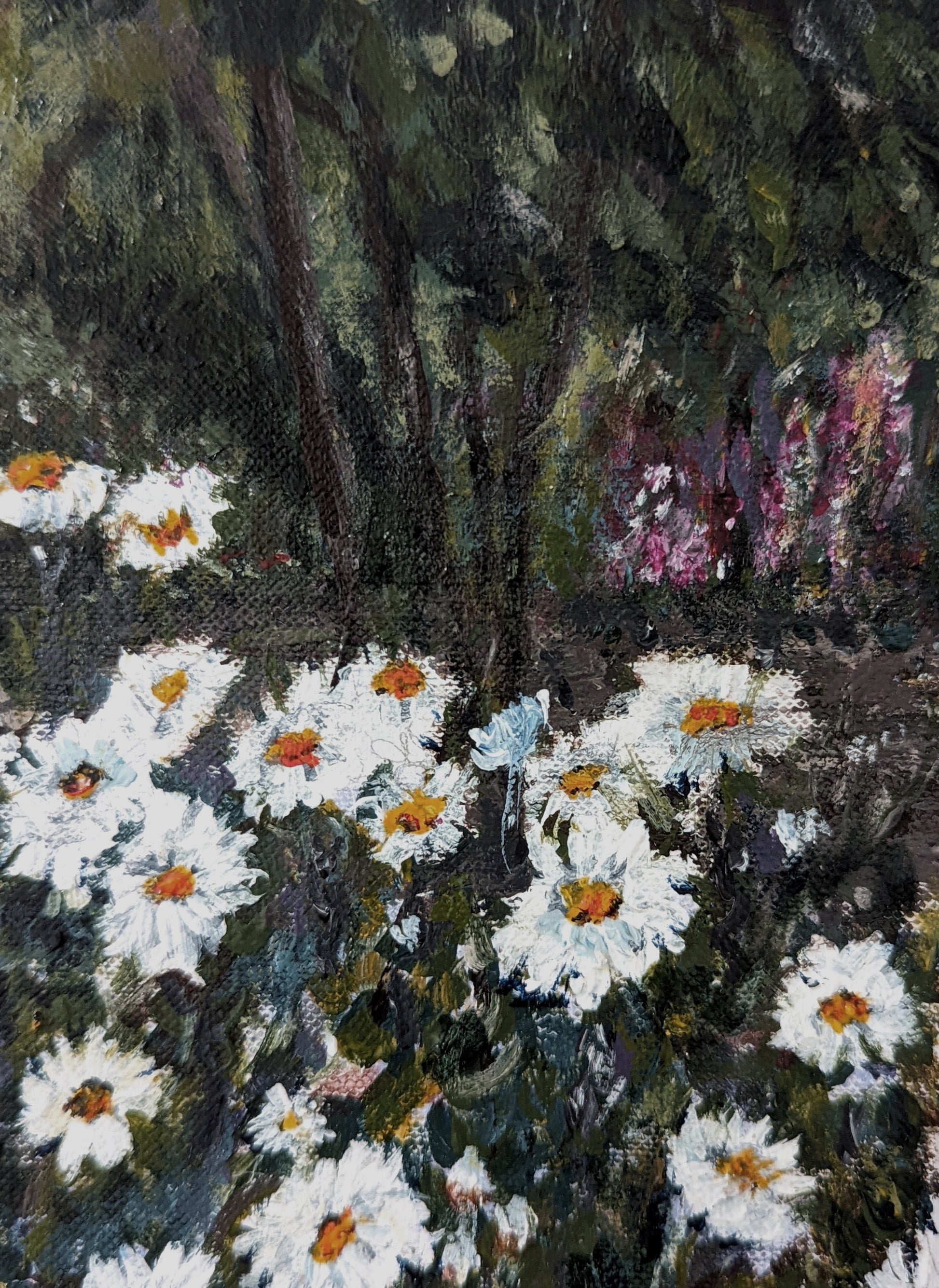 Acrylic painting of daisies in Black Mountain, North Carolina Laura Heisler Studios