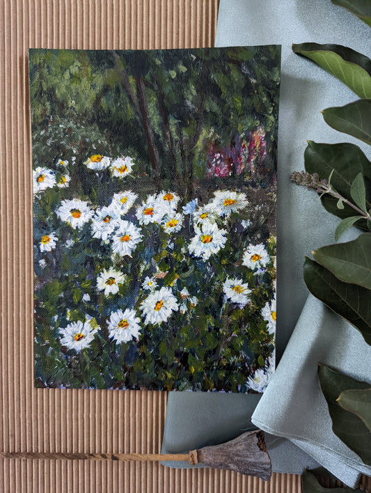 Acrylic painting of daisies in Black Mountain, North Carolina Laura Heisler Studios