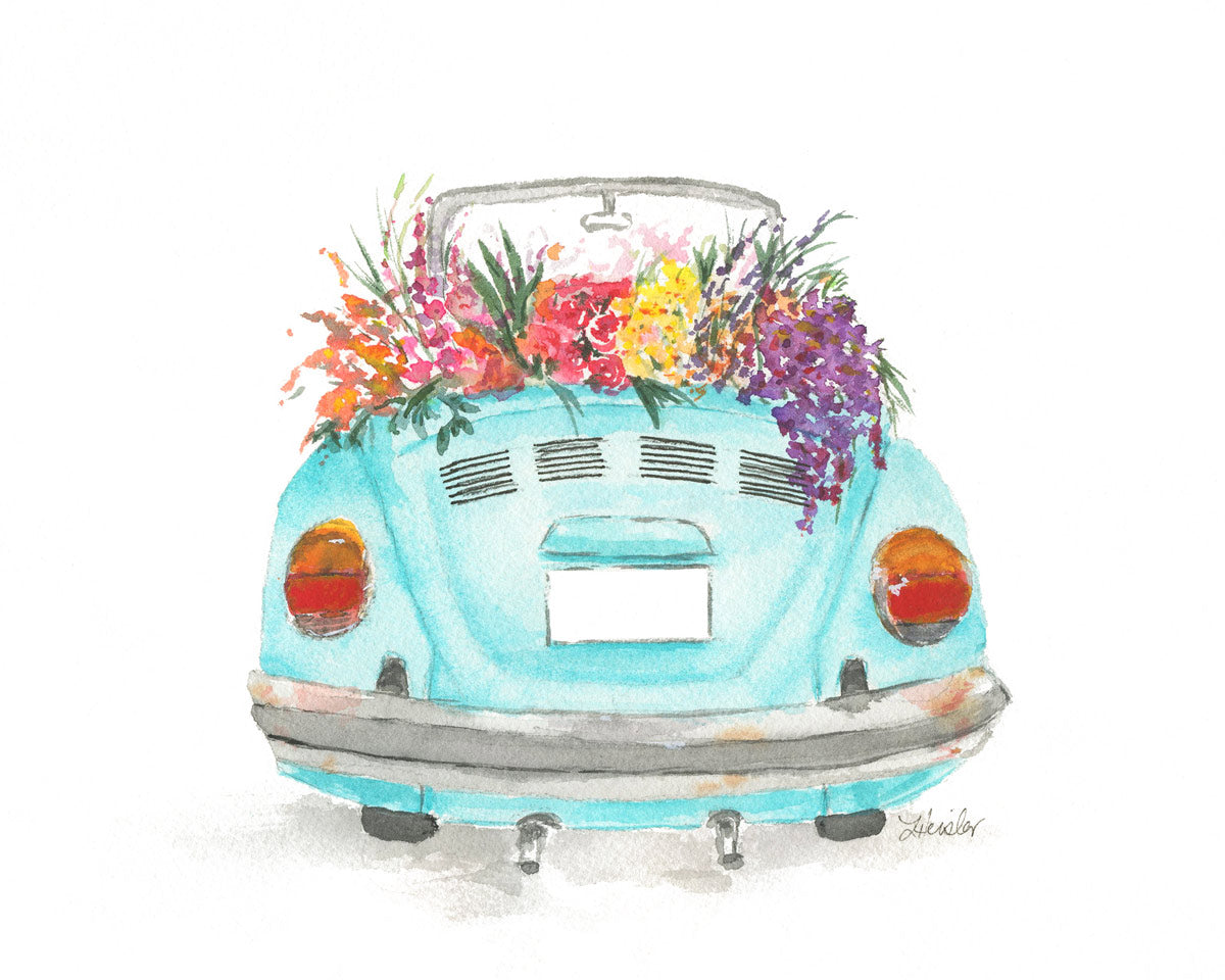 Easy to Personalize VW BUG Giclee Print