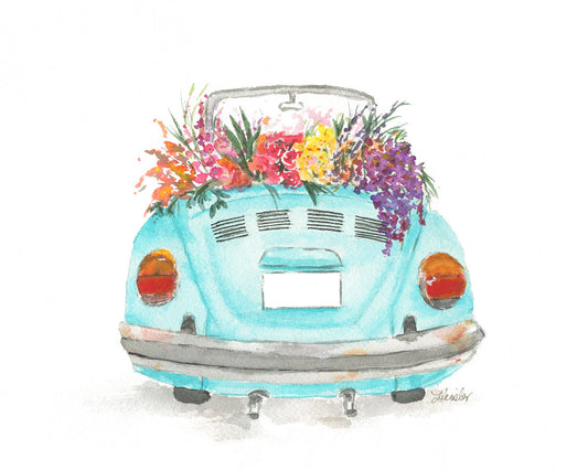 Easy to Personalize VW BUG Giclee Print